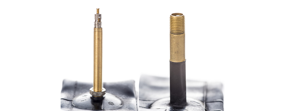 close look of presta/french valve and Schrader/American valve