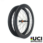 65mm depth Hand-built 700C carbon 25.85mm wide hooked road bicycle wheels for tubeless compatible