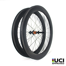 65mm depth Hand-built 700C carbon 25.85mm wide hooked road bicycle wheels for tubeless compatible