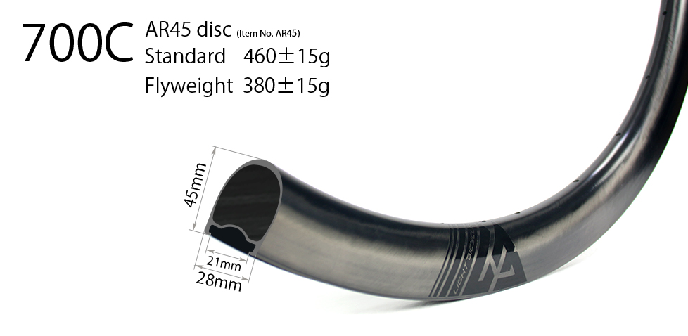 45mm deep 28mm wide super light carbon hoop
