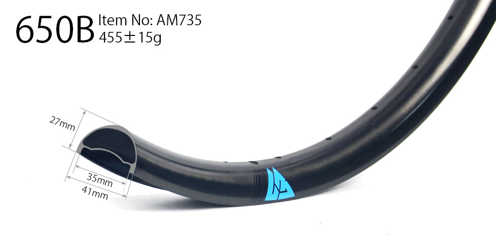 650B MTB Clincher Rim Tubeless 1PCS NEXTIE Asymmetric 33mm Width Carbon 27.5" 