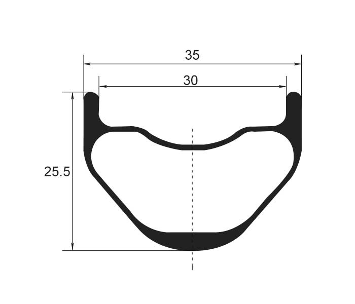 Hookless carbon 650B mtb 35mm wide AM 27.5 rims tubeless compatible
