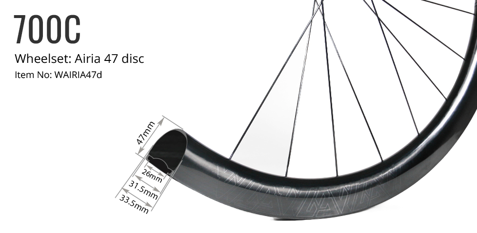 AROHA 4期 Airia 47 Disc Carbon Road Wheelset - Light Bicycle