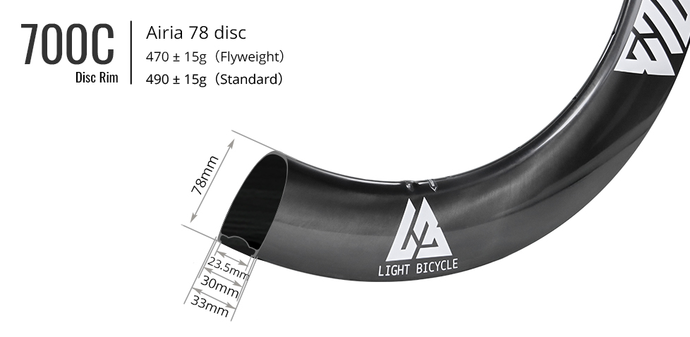 Airia 78 Disc Carbon Road Rim - Light Bicycle